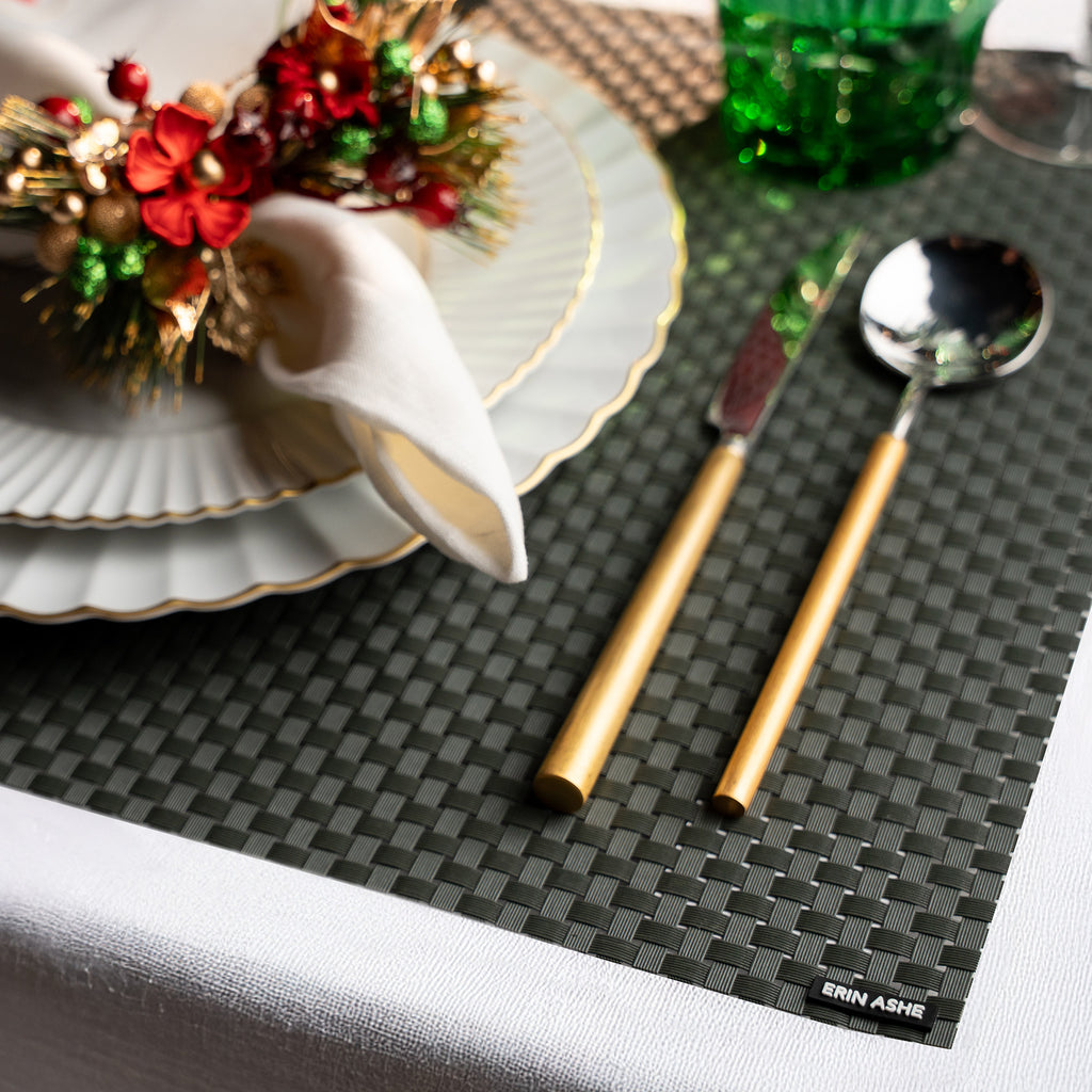Large Weave Vinyl Placemats - Rectangular (Qty 10)